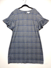 Calvin Klein Sheath Dress Women's 14W Black White Plaid Houndstooth Back Zip