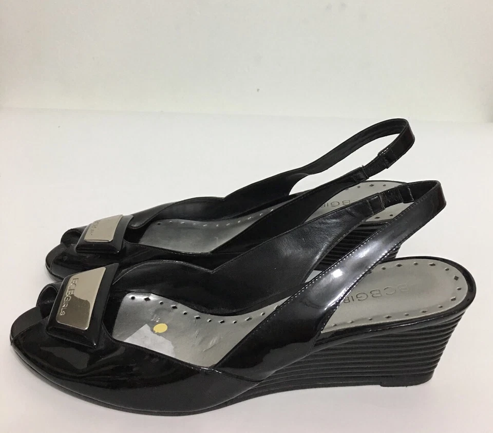 Bcbgirls черный блестящий с открытым носком слинга назад размер 8,5 - Изображение 2 из 4