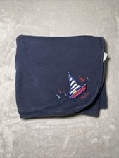 Baby Gap Sailboat Boat Reversible Blue White Stripe Blanket Vintage 2001 Lovey