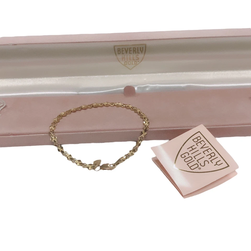 Vintage Beverly Hills 14k Gold Diamond Cut Link tennis Bracelet 7" Lobster Clasp Foto 3 de 4