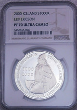 2000 P Leif Ericson Iceland 1000K NGC PF70 Ultra Cameo Just Graded PQ #LM249