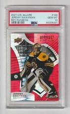 2021-22 Upper Deck Allure Jeremy Swayman Red Rainbow Rookie PSA 10