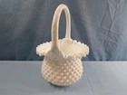 Fenton #3637 White Milk Glass Hobnail Deep Basket