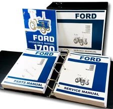 Ford 1700 Tractor Service Parts Operators Manual Shop Book Overhaul Repair Set