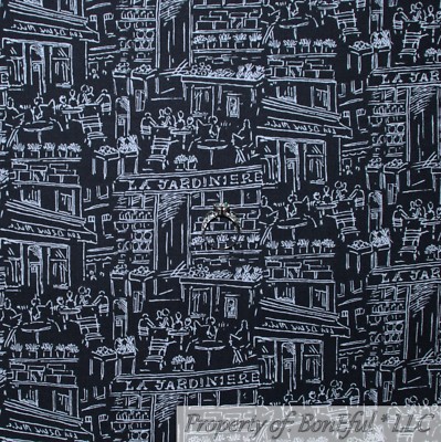 BonEful Fabric FQ Cotton Quilt Black White B&W International French Country Cafe