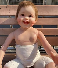 Artist Painted 30" Reborn Baby Doll Kit Hand-Rooted Brown Hair Toddler Boy Gifts