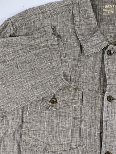 Santoryo Linen Shirt Mens XXL Hiking Button Down Breathable Zip Cargo Gray - Picture 5 of 8