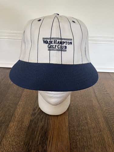Vintage Wade Hampton Golf Course Club Hat Cap Adjustable Mens White Striped Rare