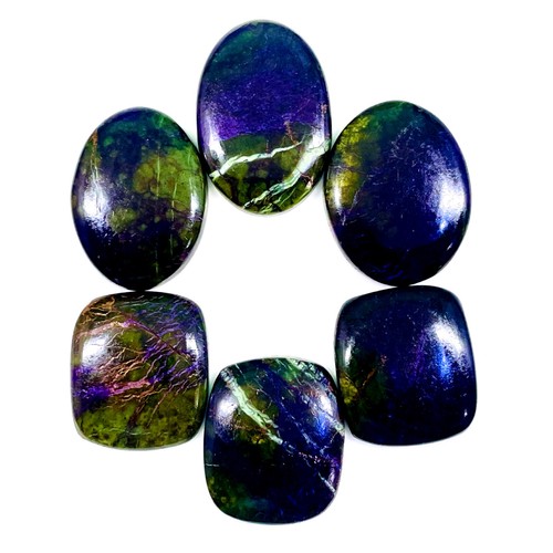 6 Stck. Natürlicher Lila Stichtit Lose Anhänger Größe Cabochon Edelsteine Posten 32-38 mm - Bild 3 von 13
