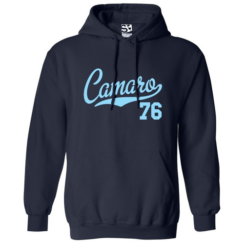 Camaro 76 Script HOODIE | 1976 Z28 SS Muscle Sports Car Jersey Hooded Sweatshirt - Picture 28 of 33