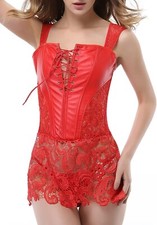 Abito donna steampunk corsetto ecopelle con cerniera pizzo dietro gotico sexy...
