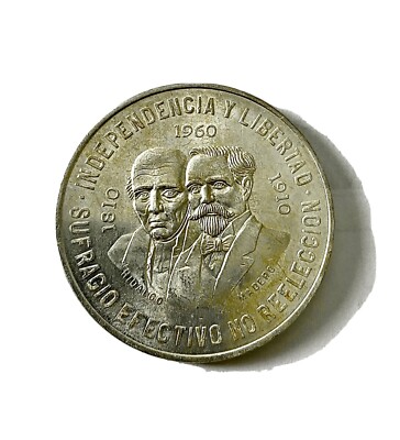メキシコ10ペソ銀貨☆1960年／極美品／銀９０％／大型銀貨／m221-1 メキシコ10ペソ銀貨☆1960年／極美品／銀90％／大型銀貨／m221-