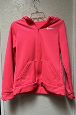 Nike Girls Jacket Size Youth XL Neon Pink Activewear Full Zip Hooded Running EUC