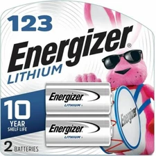Energizer 123, 3V, Photo Lithium Battery, 10 Yr Life ( 2 Batteries) Exp: 12/2035