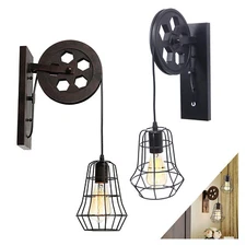 Rustic Vintage Industrial Iron Cage Pendant Light Hanging Ceiling Lamp Fixture