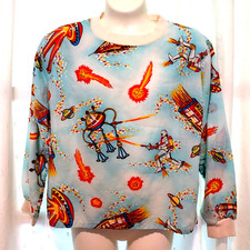 Vtg 1960's Boy's Size M Astronauts Aliens Rockets Space Pajama Top JC Penneys