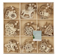 27X Holz Christbaum Weihnachten AnhäNger Weihnachtsbaum Tannen Baum Deko Schmuck