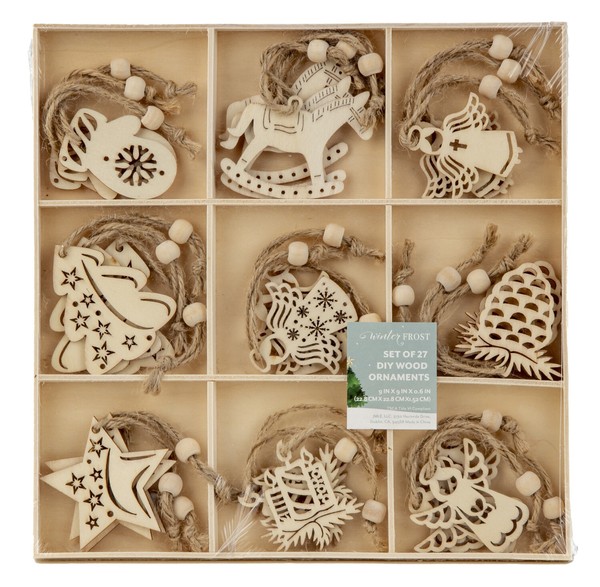 27X Holz Christbaum Weihnachten AnhäNger Weihnachtsbaum Tannen Baum Deko Schmuck-image