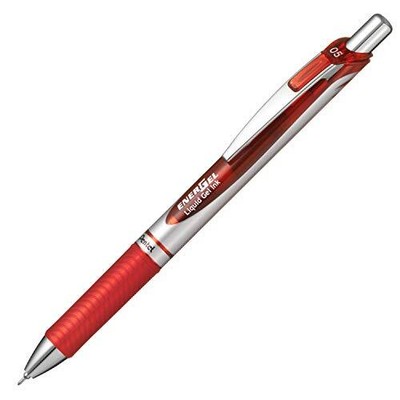 Pentel Gel Tinte Kugelschreiber Knock Energel BLN75Z-B 0.5mm Silber Schaft Rot