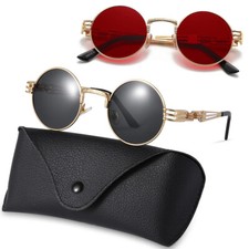 Retro Round Polarized Sunglasses Men Women Vintage Comfortable Steampunk Glasses
