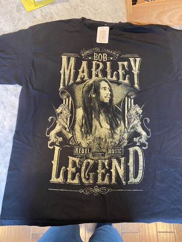 Bob Marley Rebel Music Legend Black T-Shirt Adult XL Graphic Tee Short Sleeved - 第 2/3 張圖片
