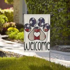  NEW ADORABLE SPRING SUMMER PATRIOTIC PAW DOG  GARDEN FLAG  12x18
