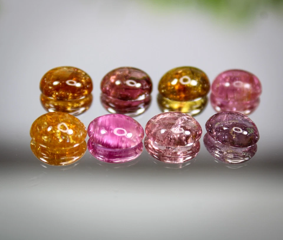 Natural Multi Color Tourmaline Cabochon Lot Gemstone for Jewelry Making, 9x7x4mm - Image 2 of 4