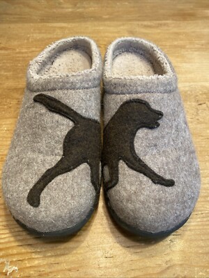 LL BEAN Women's Taupe Chocolate Daybreak Scuffs Labrador Dog