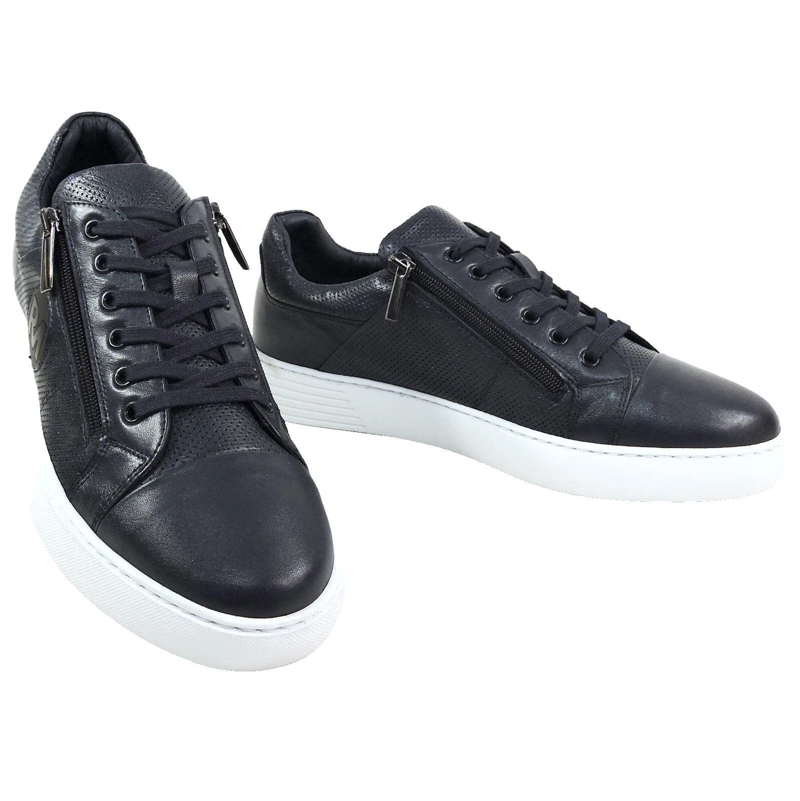 ALBERTO CICCIOLI 🇮🇹 MEN'S NAVY BLUE LEATHER COMFORT SNEAKERS 42.5 EU