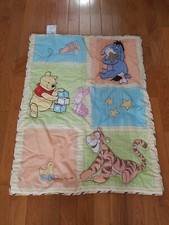 VTG Kidsline Reverse Disney Winnie the Pooh  Friends Crib Comforter 33x42 EUC