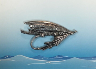 Fliegenfischen Haken Silber Zinn Pin Abzeichen - tolle Details und Qualität