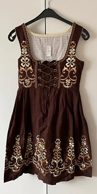 Damen Trachten Dirndl ärmellos Braun Stickerei Gr. 42 v. Rose Dirndl - Bild 1 von 2