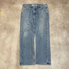 Carhartt Jeans Mens 36" Relaxed Fit Denim Straight Leg Workwear Trousers, Blue