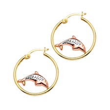 14K Tri Color Gold Hoop Earrings for Girls Avg. Weight - 2.2 grams