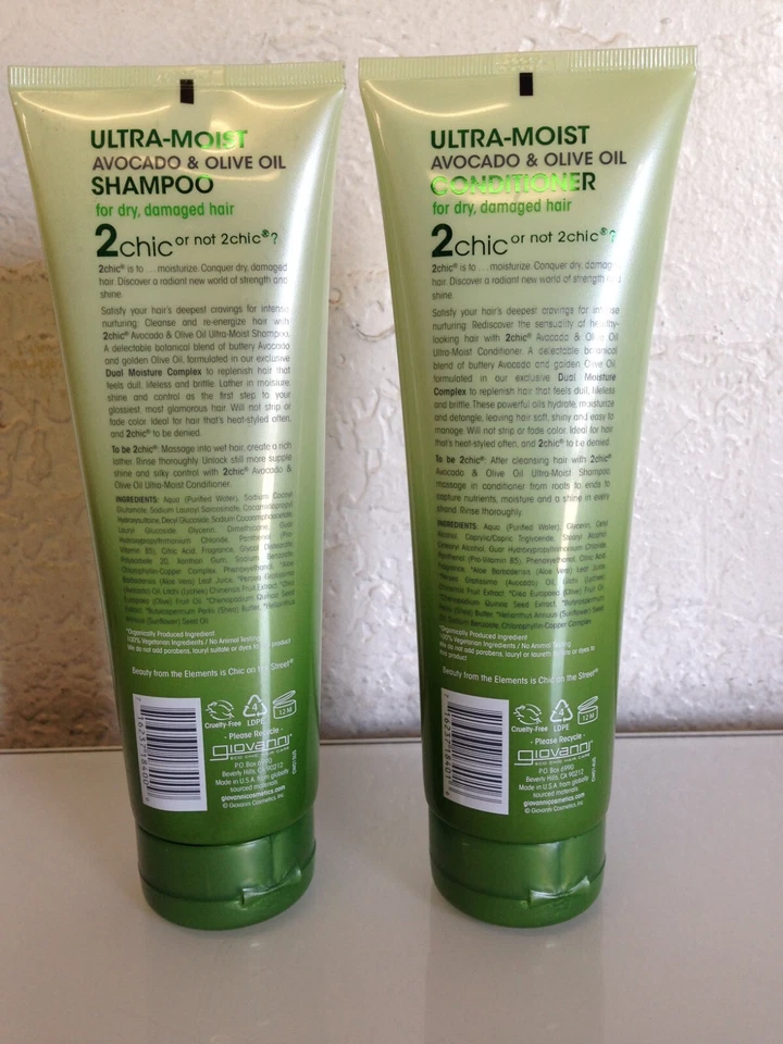 Champú y acondicionador Giovanni 2Chic Ultra Moist, aguacate y aceite de oliva, 8,5 fl oz Foto 2 de 4