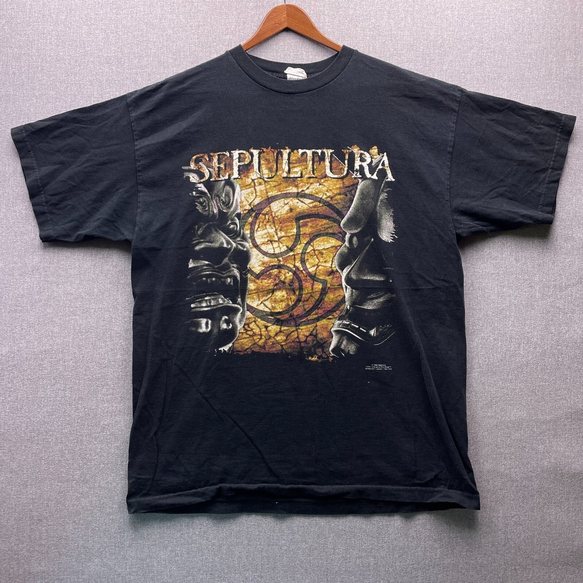 Vtg Sepultura Blue Grape Mens XL Heavy Metal Rock Band Music Tour 