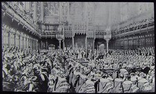Glas magische Laterne Dia HOUSES OF PARLIAMENT ERÖFFNUNG UM 1910 ZEICHNUNG LONDON 