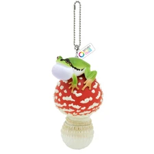 Nature Techni Colour Ball Chain Tree Frog on Mushroom 2 Fly Agaric pin Japan