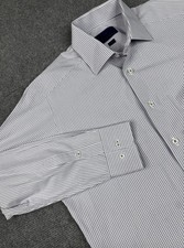 David Donahue Mens 16.5 32/33 Blue Trim Fit Dress Button Up Long Sleeve Shirt
