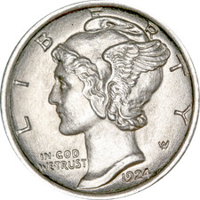 1924-P Mercury Dime - Split Bands