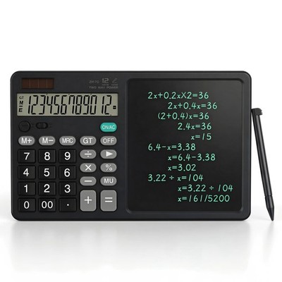 Desk Calculator with Erasable Writing Pad, 12-Digit Wide Screen Display, 100,...