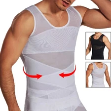 Men's Compression Shirt Slimming Undershirt Body Shaper Tank top for gynomastica