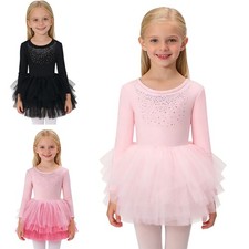 Girls Skirted Show Ballerina Gymnastics Tutu Dress Athletic Ballet Lyrical Jazz