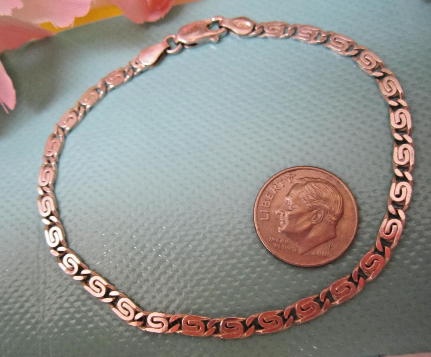 Solid 925 Sterling Silver Flat Link Snail Chain B… - image 3