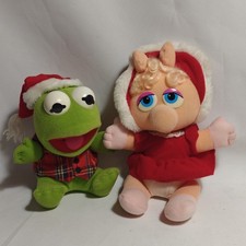 Baby Kermit Baby Miss Piggy Jim Henson 1987 Muppets Plush Christmas Set Of 2