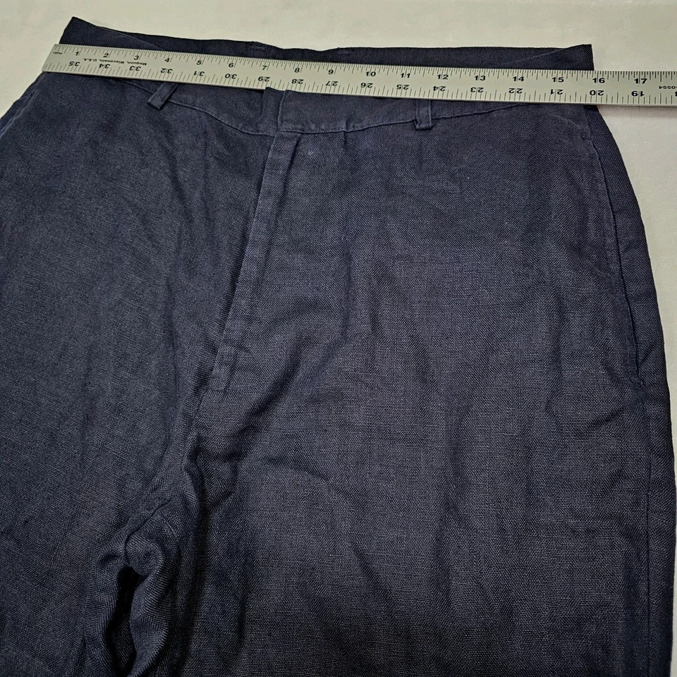 Vtg DKNY 100% Linen Pants Mens 32x29 Navy Blue Trousers Woven Straight Fit - Image 4 of 4