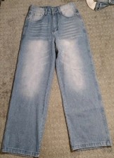 Denim Pants Light Blue Wash Loose Wide Leg NWOT Sz 26