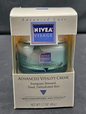 Nivea Visage Advance Vitality Cream  1.7 Fl Oz Glass Jar Discontinued NEW 