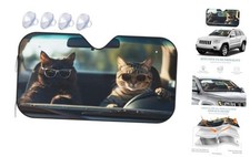 Windshield Sun Shade Funny Cat Driving Car Car Front S:51x27.5 inch A0933
