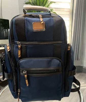 TUMI Alpha Bravo Sheppard Deluxe Backp-limited edition navy/tan accent color.